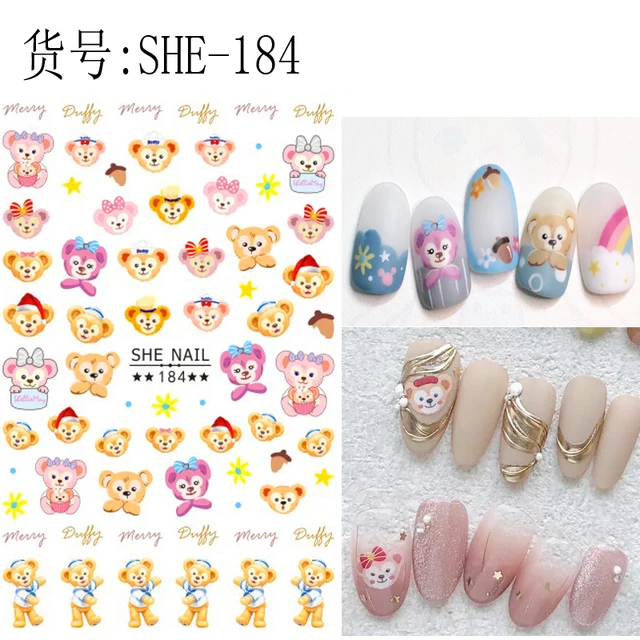 1PCS Disney Cartoon Anime Stitch Nail Sticker Mickey Mouse Donald Duck Nail Slider Dumbo Lion King Art Nail Decoration 184