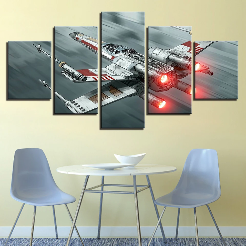 

Modular Canvas HD Prints Posters Home Decor Wall Art Pictures 5 Pieces Future Outer Space Fighter Paintings No Frame