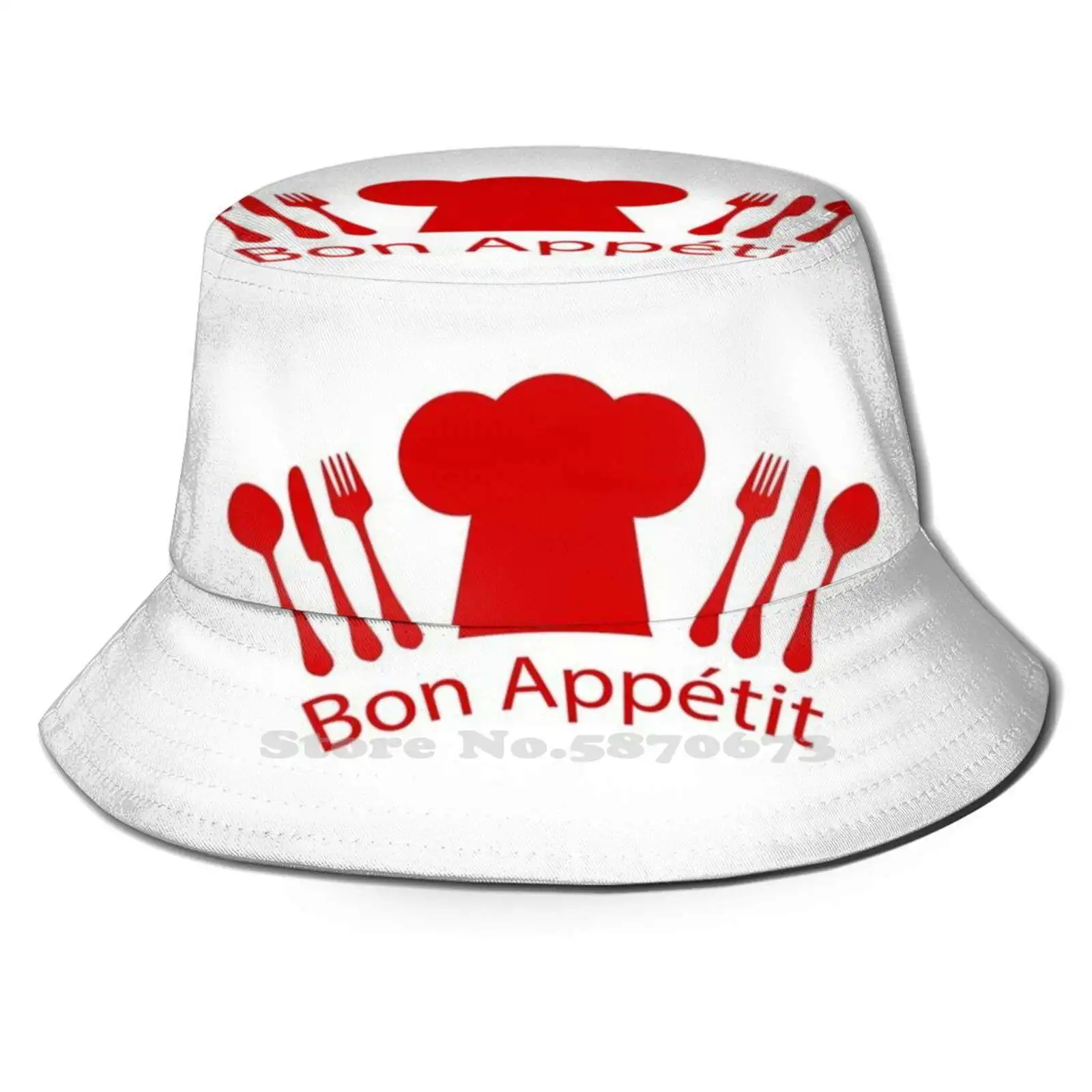 Bon aperit Red French Chef'S Hat Pattern Design stampato secchiello da