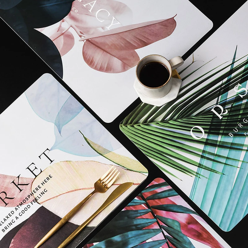 

Soft Washable Heat Insulation Pad Anti-oil And Non-slip Restaurant Coffee Shop Printing Placemat Coaster For Kitchen Accessories