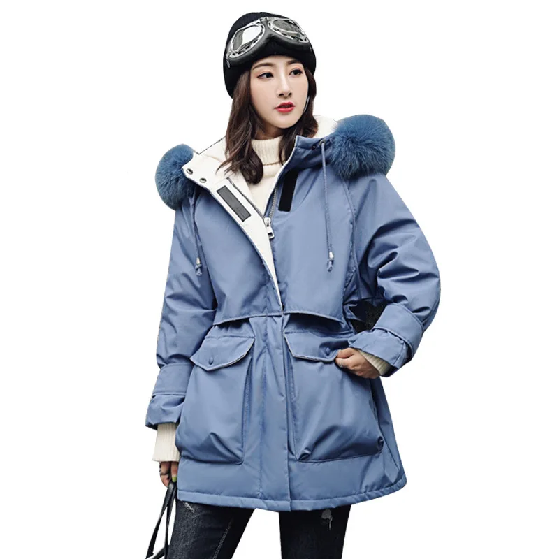 

Fur Collar Hood Long Down Parka Warm Feather Puffer Jacket Jackets For Winter Coat Female Women Plus Size Harajuku Outerwear