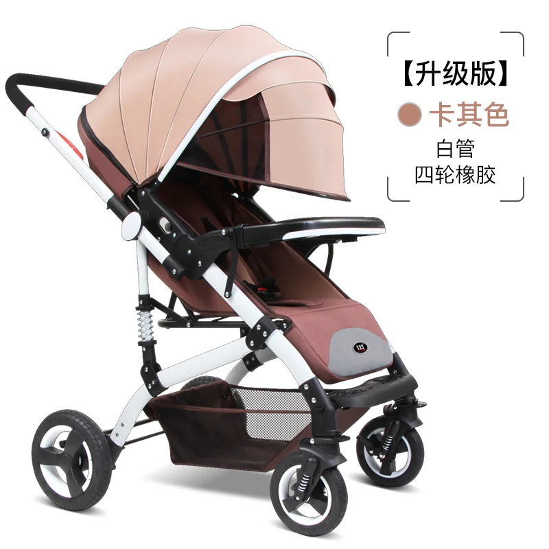 19 Luxury Baby Stroller 3 in 1 Adjustable Portable High Landscape Reversible Stroller Hot Mom Pink Stroller Travel Pram Pushchair - Цвет: 19