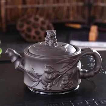 

Big Capacity Purple Clay Teapot Panda Bamboo Tea Pot Handmade Crafts Chinese Kung Fu Teaware Exquisite Ceramic Pot Suit as Gift
