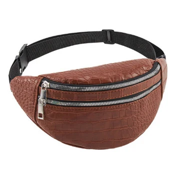

Women Waist Packs Large Capacity Wear-resistant Bags Crocodile Pattern Zippers Waist Bag Ladies Portable Leather Chest Bag