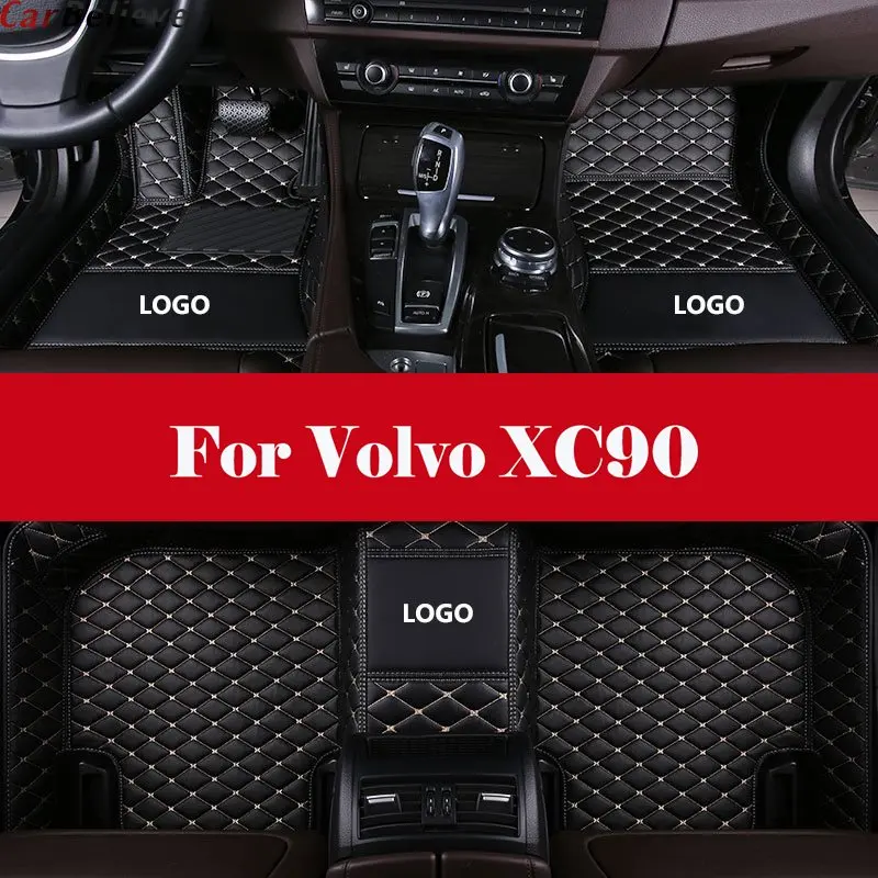 

Car Floor Mats Waterproof Leather Floor Mat +LOGO Car-styling Interior Car Carpet Floor Mat For Volvo XC90