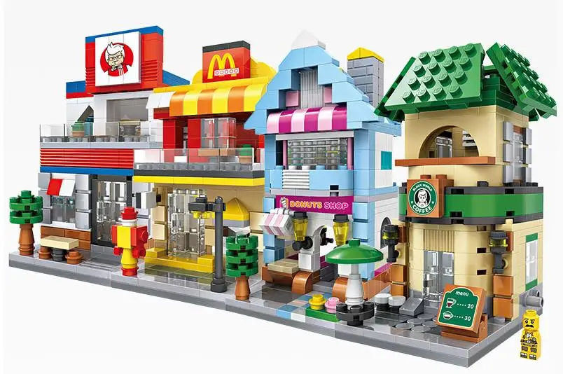 LOZ Mini Blocks City View Scene Coffee Shop Retail Store Architectures Models& Building Quiz Christmas Toy for Children