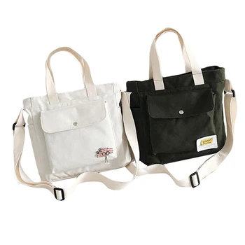 

Women Canvas Bags, 2-in-1 Pack, Portable Handle Shoulder Bucket Decorative Girl’s Zipper Bag Casual