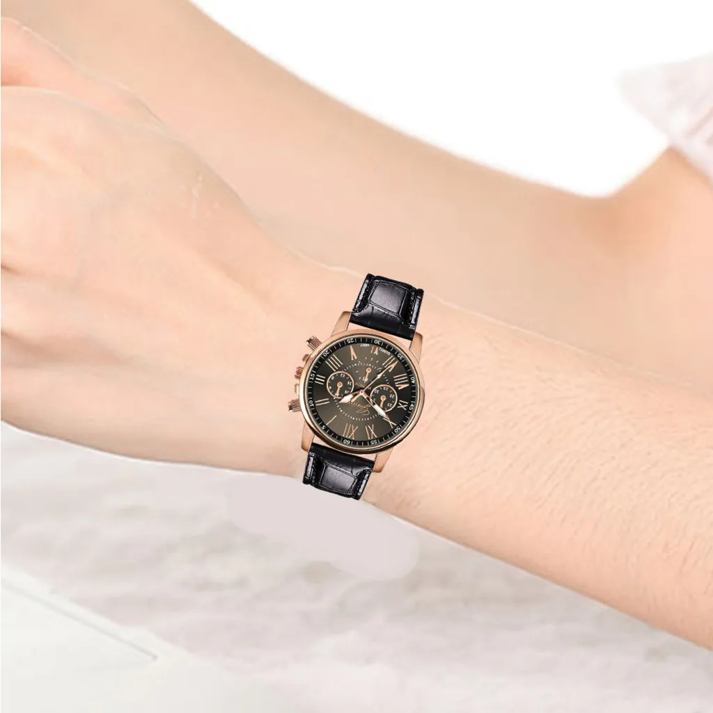 Женские часы, модные женские часы с кожаным ремешком, Кварцевые аналоговые наручные часы, Классические кварцевые часы-браслет, часы женские YE1