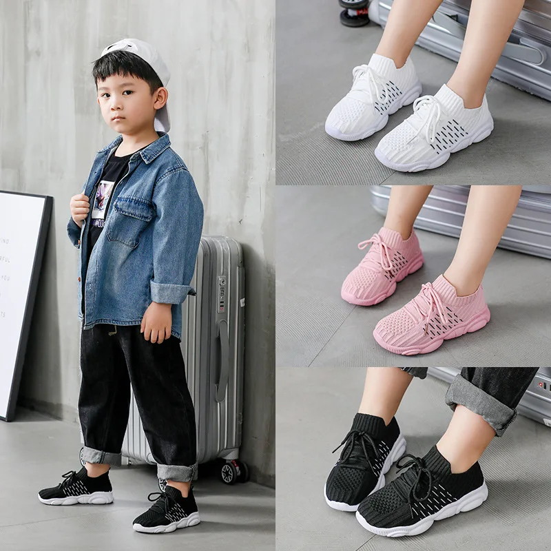 Children Casual Sneakers Spring Autumn Air Mesh Lace-up Sport Shoes Kids Sneakers Breathable Boys Girls Shoes