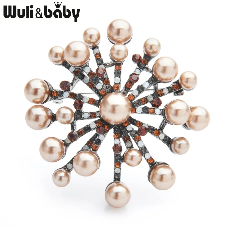 Wuli &amp baby 2 цвета брошки Жемчужный Цветок для женщин сплав вечерние Свадебные