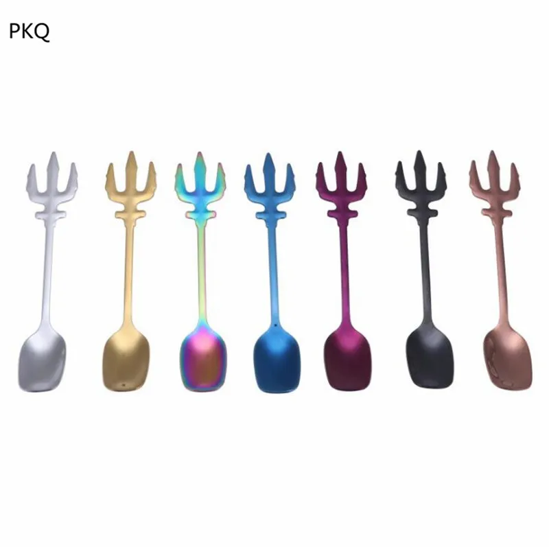 

2 In 1 Portable Useful Stainless Steel Spoon Fork Short Handled Spoon Fork Flatware Coffee Drinking Tools Kitchen Gadget