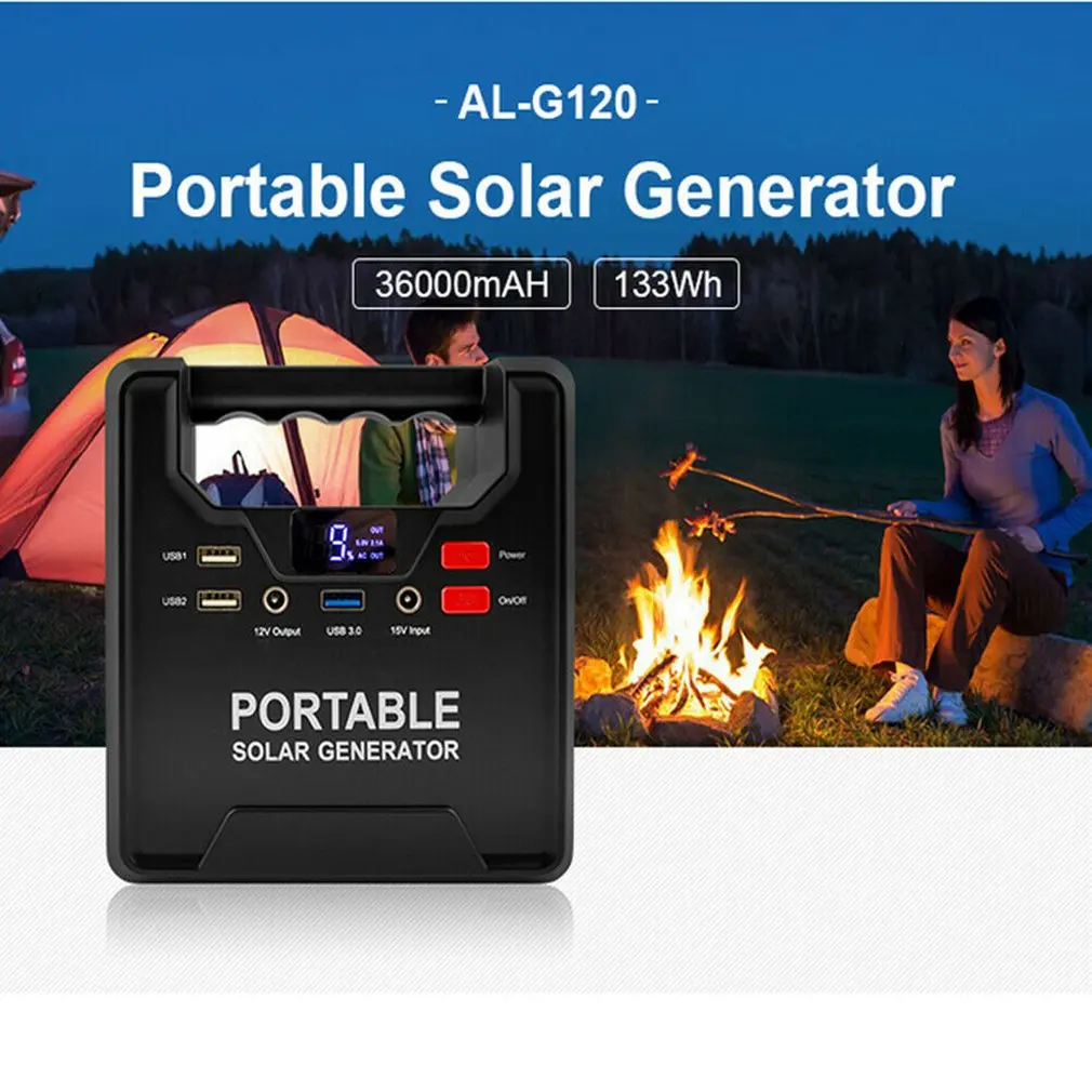 100W Portable Generator Battery Backup Pack 133WH AC DC USB Outlet Power Station LCD Display Energy Storage