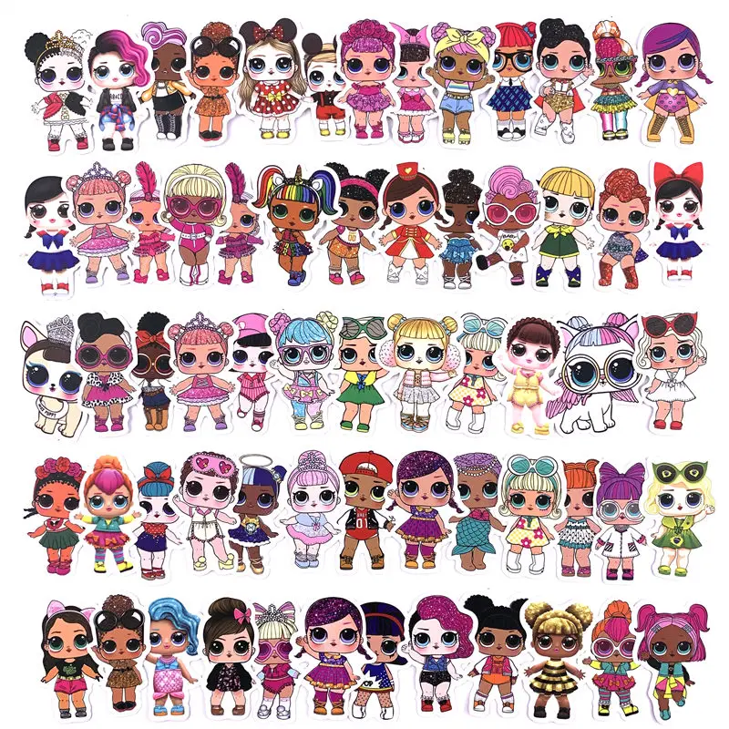 

50-100PCS Doll stickers personality sticker children's toys PVC graffiti Surprise sticker suitcase car boot guitar waterproof