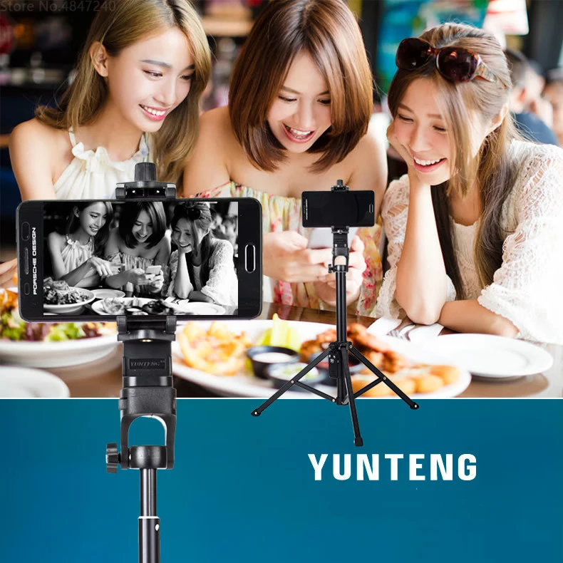 Yunteng 1388 1688 51in селфи палка с беспроводной зарядкой Bluetooth дистанционное портативное крепление штатива для смартфона Live Stream