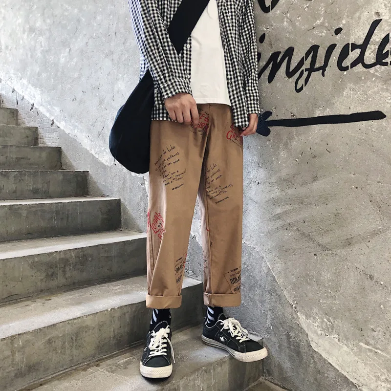 Winter New Thick Pants Men Fashion Printed Casual Trousers Man Streetwear Wild Hip Hop Loose Straight Pants Joggers Sweatpants
