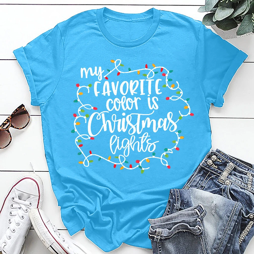 CHAMSGEND Fashion Women Blouses Autumn 2019 Christmas Blouse Letter Printed Short Sleeves Shirt Tops 1003