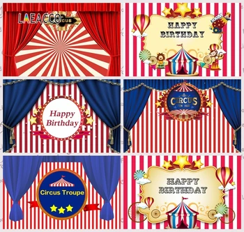 

Laeacco Blue Curtain Red Stripes Star Circus Baby Birthday Photography Backgrounds Photographic Backdrops Props For Photo Studio