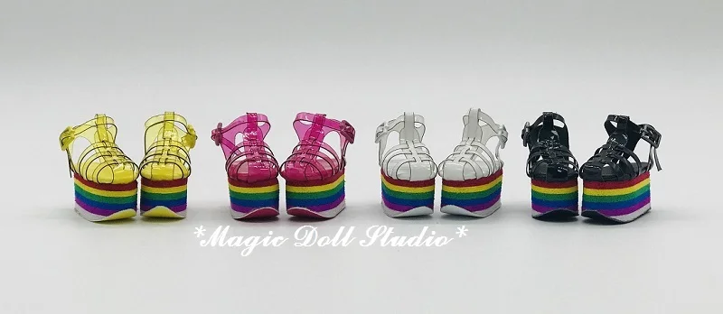 

[MG702] 2019 Free Shipping Neoblythe Doll Shoes # Rainbow Jerry Sandals fit for Blyth Azone OB24 Doll Outfis for Retail