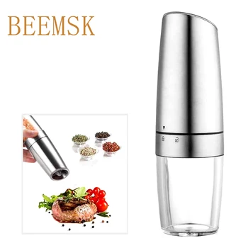 

BEEMSK Electric Automatic Mill Pepper Salt Grinder with LED Light Stainless Steel Pepper Mill Electric Gravity Grinder