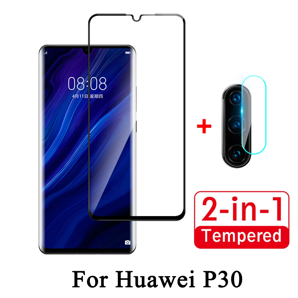 2 в 1 закаленное стекло для huawei P30 lite P20 pro Psmart 2019 Защитная пленка объектива Стекло