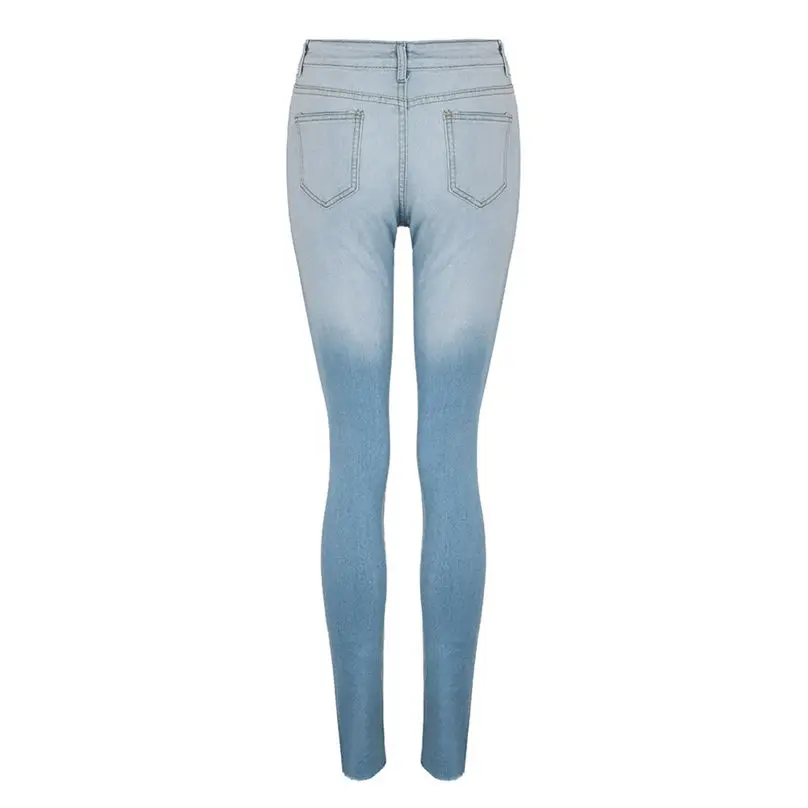 New Fashion Plus Size Skinny Jeans Woman Denim Hole Female Mid Waist Straight Stretch Slim Sexy Pencil Pants 3O07