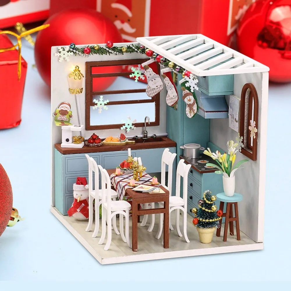 DIY кукольный домик набор Деревянный DIY Миниатюрный Кукольный домик набор детский Рождественский подарок кукольный домик Набор Diy мебель крошечная мебель