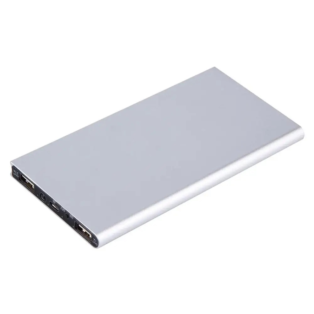 silver Мощность банк 20000mAh батарея Usb мини Портативный Мощность банк легкий 5V 1A/2.1A Dual USB Батарея Зарядное устройство Мощность резервного копирования для телефона - Цвет: silver