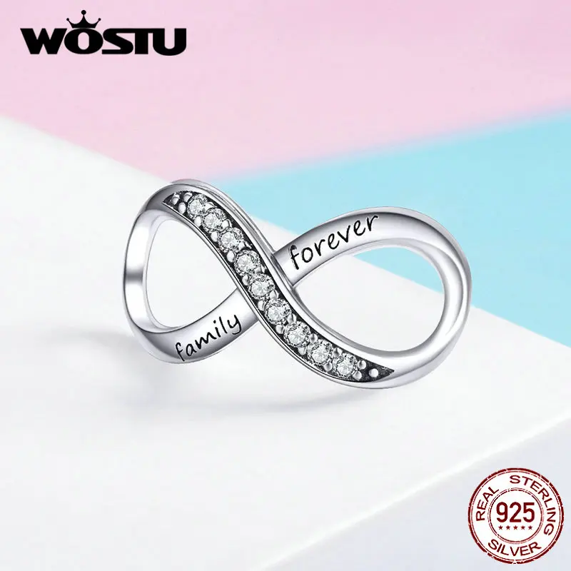 

WOSTU Cross Design Infinity Love Charms 925 Sterling Silver Forever Family Bead Fit Original Bracelet Silver 925 Jewelry FIC1146