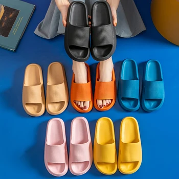 Women Thick Platform Slippers Indoor Bathroom Slipper Soft Eva Anti-Slip Couples Home Floor Slides Ladies Summer Shoes 1