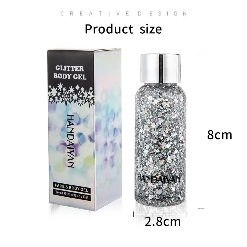 HANDAIYAN Teras Glitter Body Gel Cream Body Hair Face Eye Glitter Flash Heart Palette Sequins Pigment Cream Festival Decor TSLM2