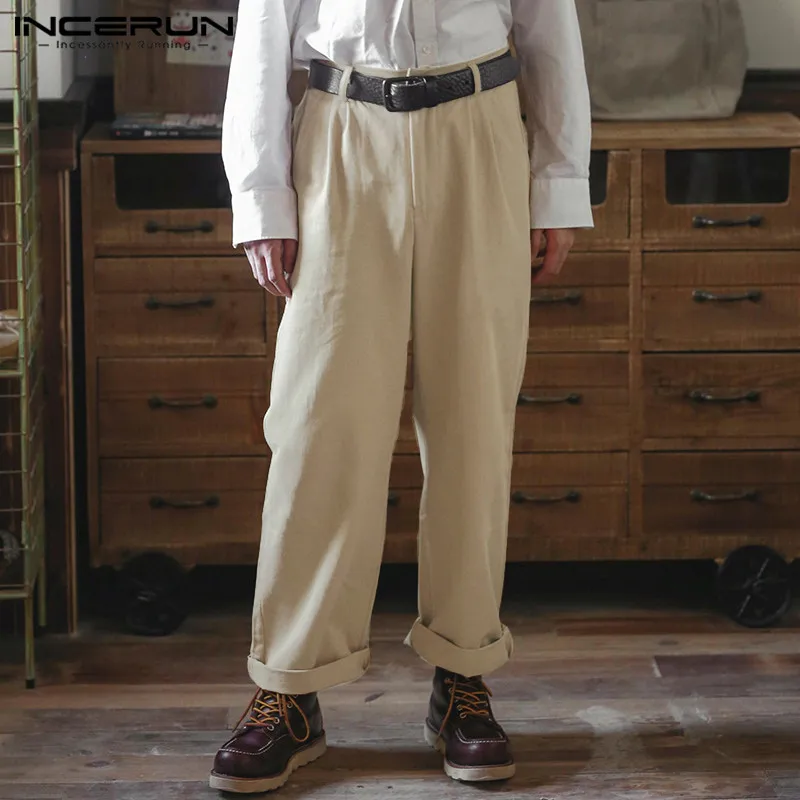 INCERUN/модные мужские однотонные прямые брюки в стиле Харадзюку; Мешковатые повседневные брюки; удобные мужские брюки-карго; уличная одежда; джоггеры