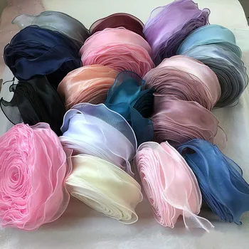 Nastro in organza per bambina, tulle ondulato, accessori per fiocchi per capelli fai da te, confezione regalo, bouquet da sposa, pizzo lucido, 5,5 cm