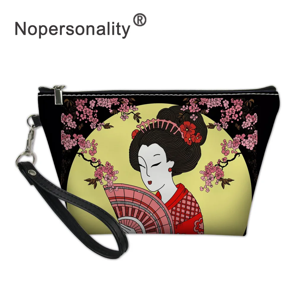 Сумка для макияжа с принтом Кабуки в японском стиле, косметичка, чехол для женщин, Маленькая кожаная женская сумка для путешествий, сумка для туалетных принадлежностей