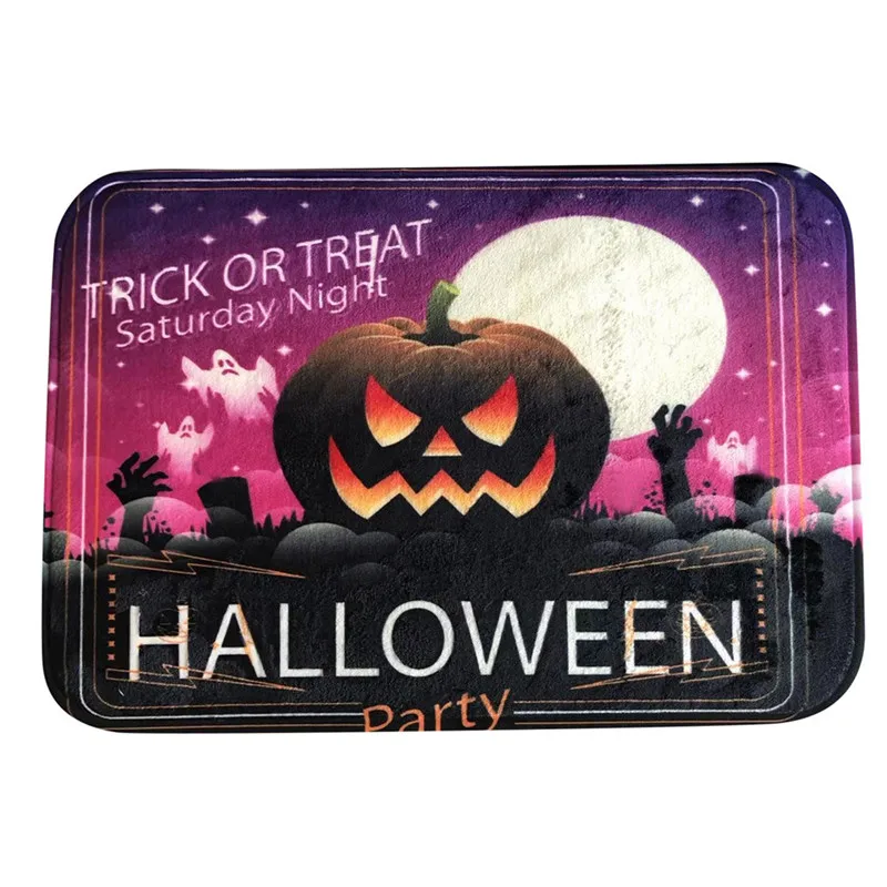 Floor Carpets Creative Halloween Pumpkin Print Bathroom Kitchen Entrance Rugs Anti Slip Home Decoration Mats 40 X 60cm#2F