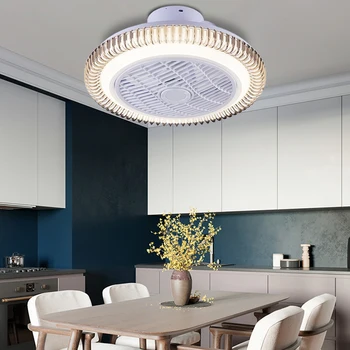 

smart ceiling fan fans with lights remote control bedroom decor ventilator lamp air Invisible Blades Retractable Silent