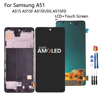 

6.5" AMOLED For Samsung Galaxy A51 2019 A515 Display A515F/DS A515FD A515 LCD Display Touch Screen Replacement Parts +Frame