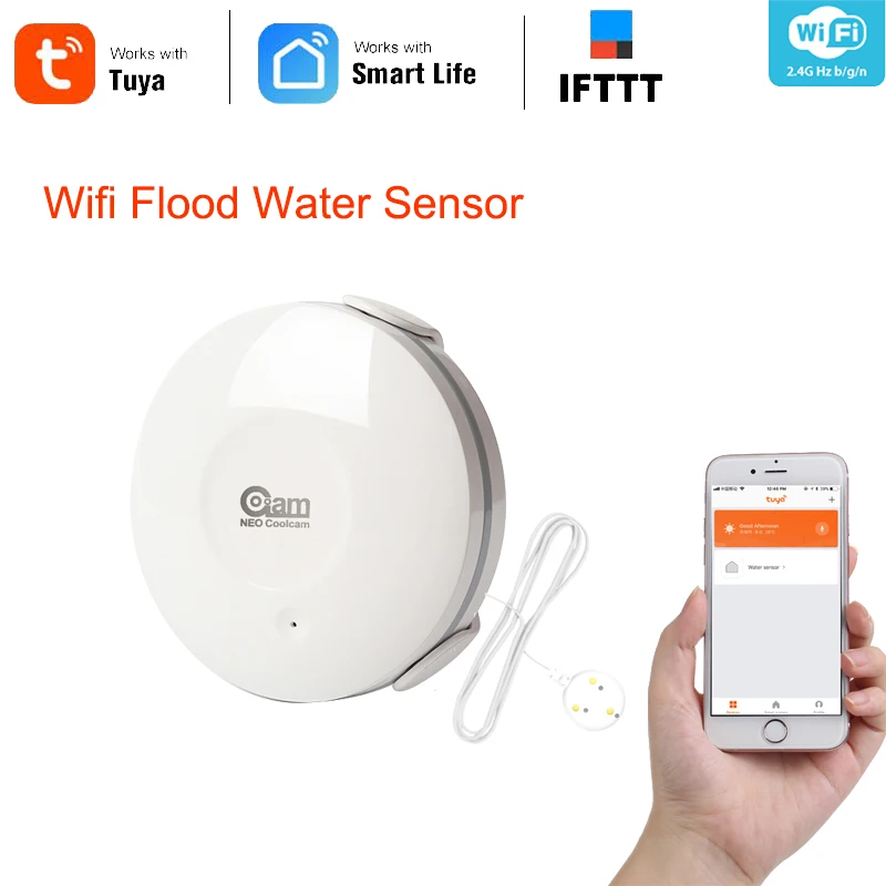 

Haozee Smart Water Sensor WiFi , Water Flood Wi-Fi and Leak Detector Alarm Sensor and App Notification Alerts, No Hub Operated
