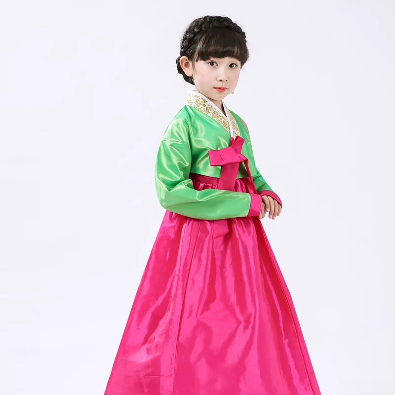 Kids color 7 Для взрослых и детей, для мамы и дочки, корейский ханбок, традиционные костюмы, топы+ платье с галстуком-бабочкой, для женщин и девочек, роскошное платье для танцев Asain - Цвет: Kids color 7