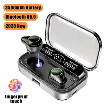

3500mah Bluetooth 5.0 Wireless Earphones Headphones With Microphone LED Display IPX7 Waterproof Headset Touch Control for Phones