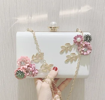 

Fashion Chic Women Leather Evening Bag Dinner Party Lady Wedding Flower Clutch Purse Shoulder Handbag Messenger Bag For Phone