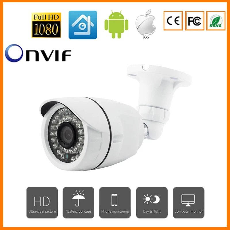 

2MP Aluminum HD IP Camera H.265 1080P Outdoor Waterproof Security CCTV Camera 24 IR Leds Night Vision Camera Onvif POE Optional