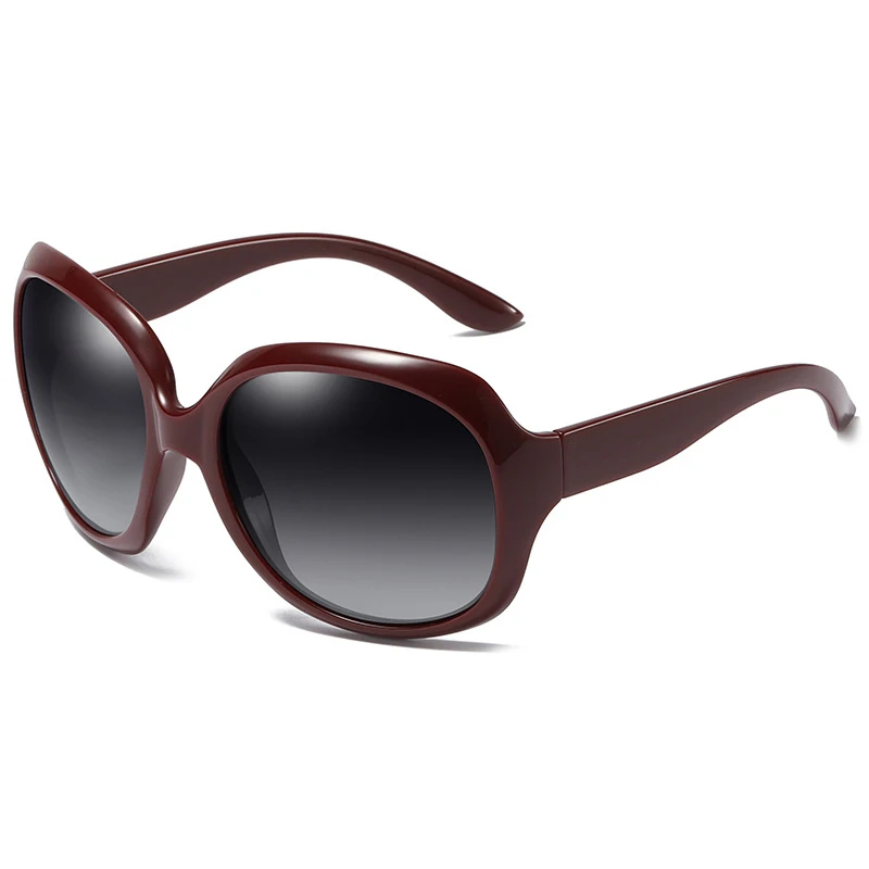 Женские солнцезащитные очки, Роскошные,, винтажные, Овальные, негабаритные, поляризационные, уф400, высокое качество, солнцезащитные очки, oculos de sol - Цвет линз: Wine-Red