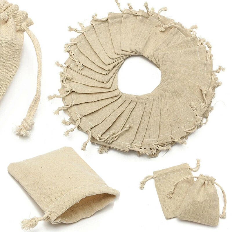 

30pcs Natural Burlap Linen Drawstring Bag Pouch Jewelry Jute Sack (8*10cm) Ideal For Storing Beads And Other Jewelries, Gift, Ma