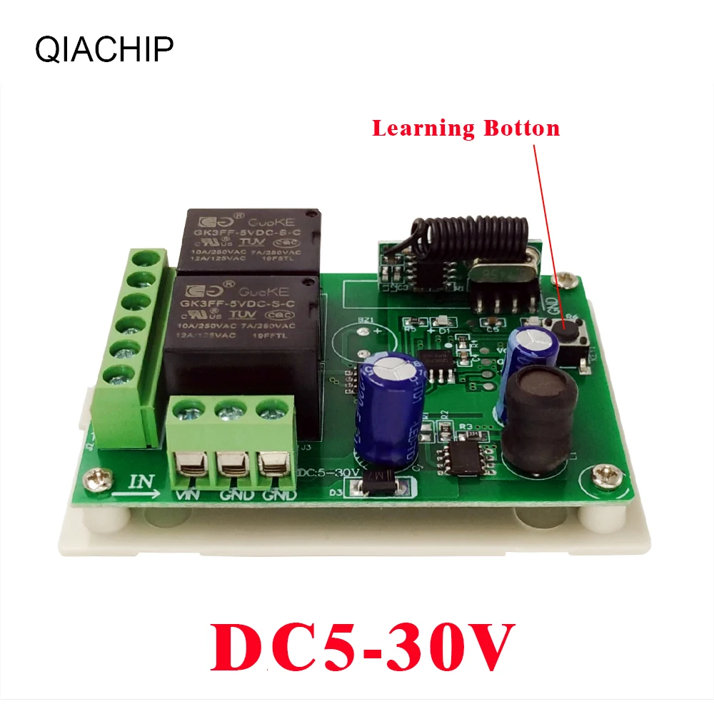 QIACHIP 433 МГц DC6V 12 В 24 В 2CH релейный приемник+ Универсальный беспроводной пульт дистанционного управления для лампы, светодиодный светильник, автомобильная электрическая дверь