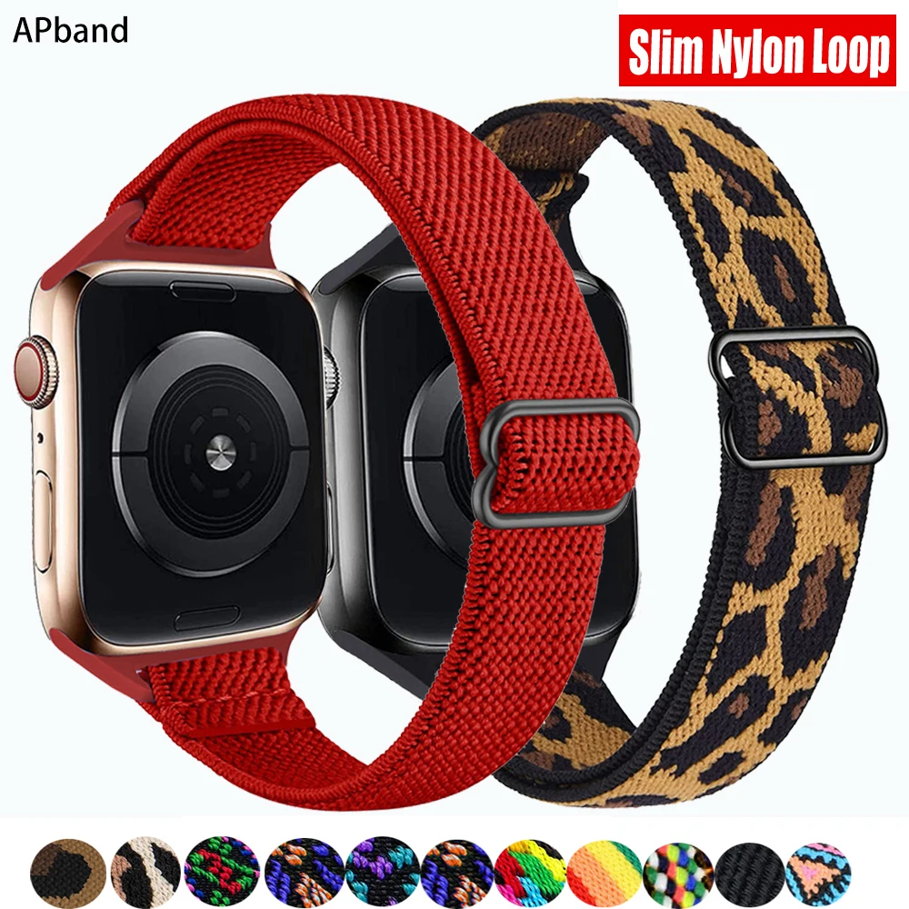 Ремешок резиновый для Apple watch band 40 мм 44 45 мм/41 38 42 эластичный нейлоновый тонкий