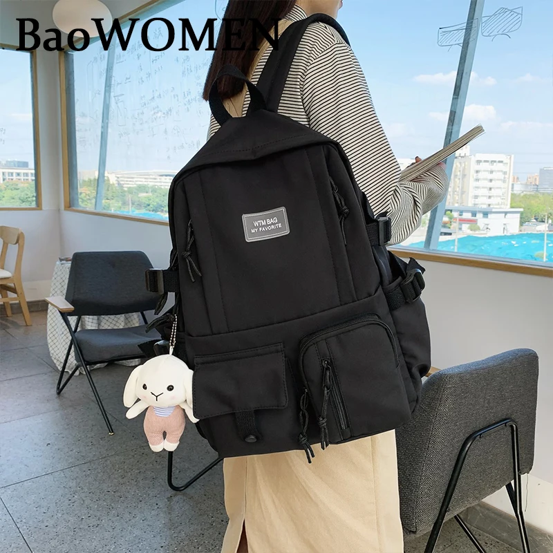 BaoWomen Fashion Backpacks For Teeanger Girls Large Capacity Multipocket Black White Red Blue Pink Women Backpack School Bag BaoWomen Fashion Backpacks For Teeanger Girls Large Capacity Multipocket Black White Red Blue Pink Women Backpack School Bag