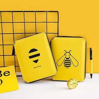 

B6 Notebook Spiral Journal with Pen Diary Bee Agenda Planner Oragnizer Line Notepad Zipper Note Book Traveler Daily Handbook Set