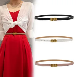 New Fashion Women's Leather Belt Buckle Metal Gold Elastic Buckle Classic Belts Simple Versatile Suit Jeans Dress Thin Waistband