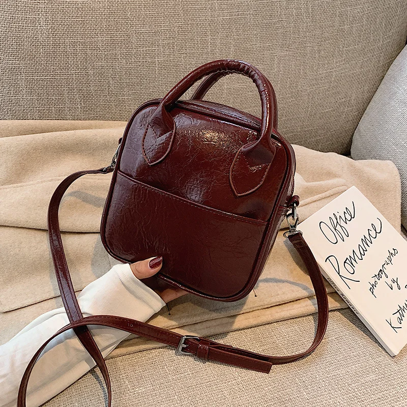 

Retro PU Leather Solid Color Crossbody Bags For Women 2020 Quality Mini Winter Shoulder Messenger Bag Travel Handbags