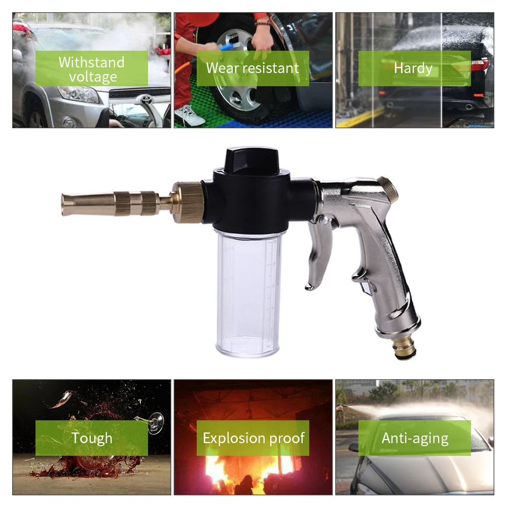 Multifunctional Water Sprayer Electroplating Foam High Pressure Spray Gun For Garden Watering Car Washing With Soap Bottle